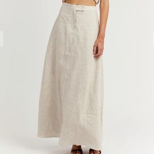 Wiley Natural linen midi Skirt
